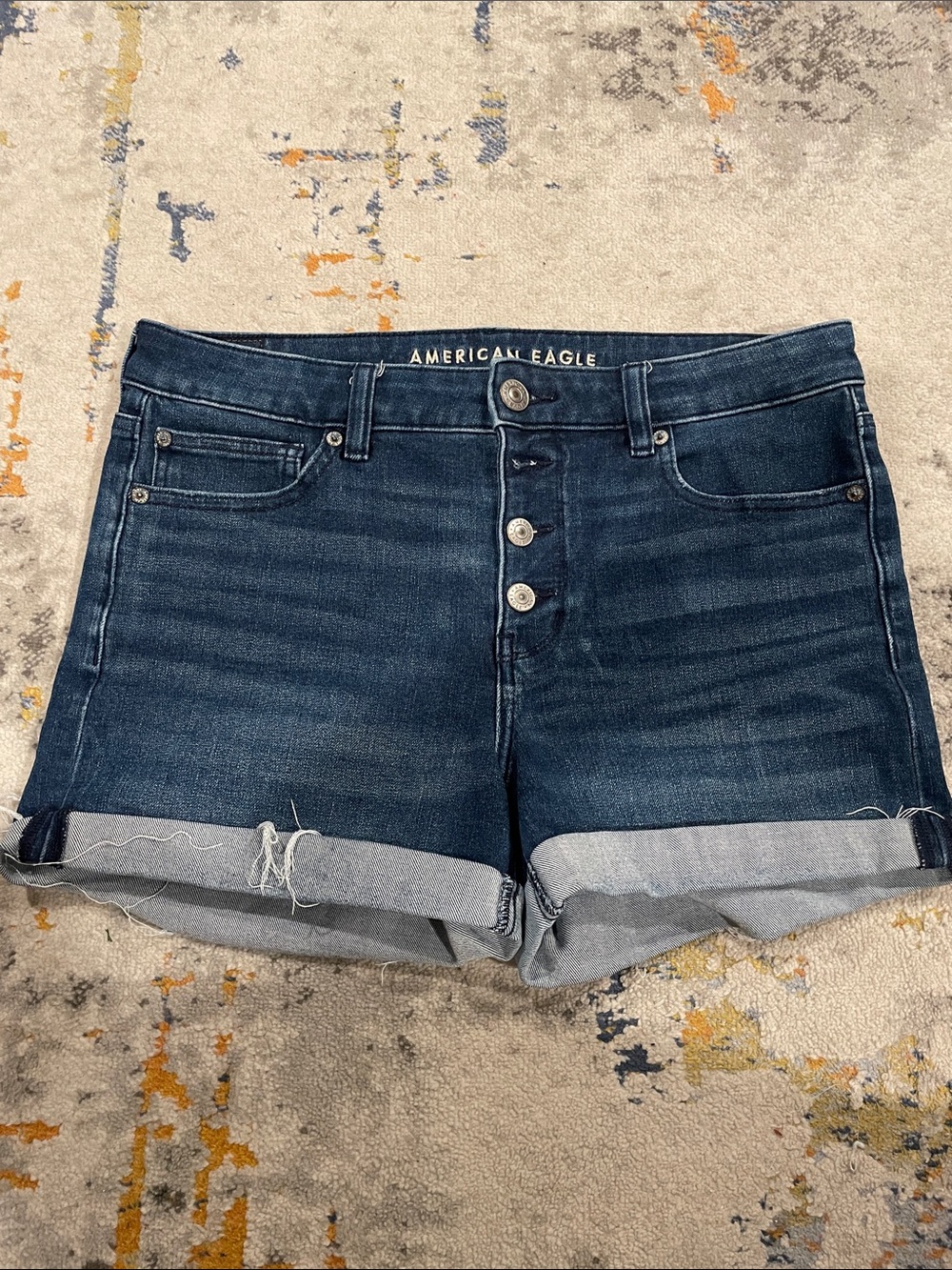 American Eagle Outfitters Indigo Button-Front Jean Shorts